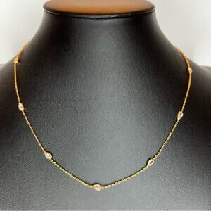 Anthropologie Serafina Boho Dainty Gold Tone Crystal Choker Necklace 14"